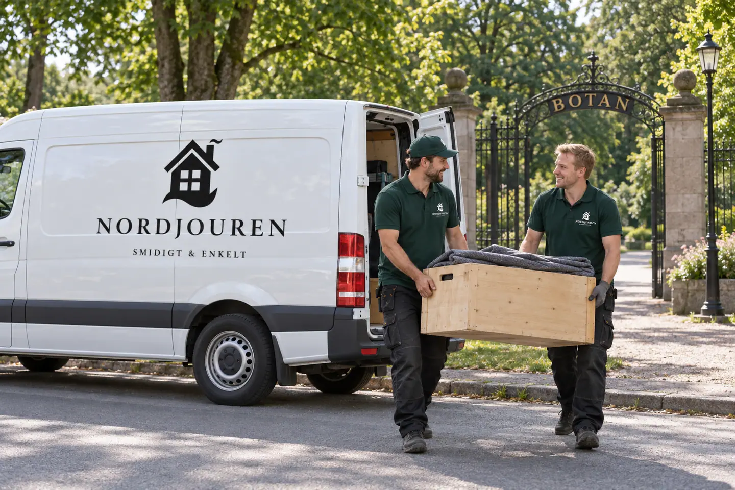Illustration: Nordjourens bil och personal i Skara, botan