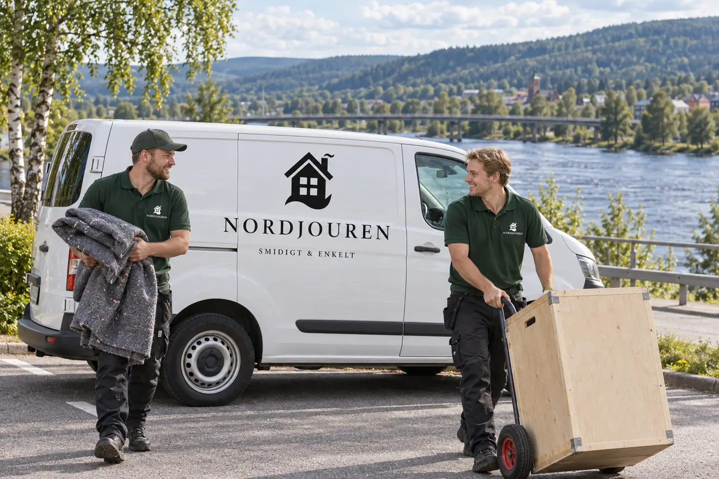 Illustration: Nordjourens bil och personal i Sollefteå, ångermanälven