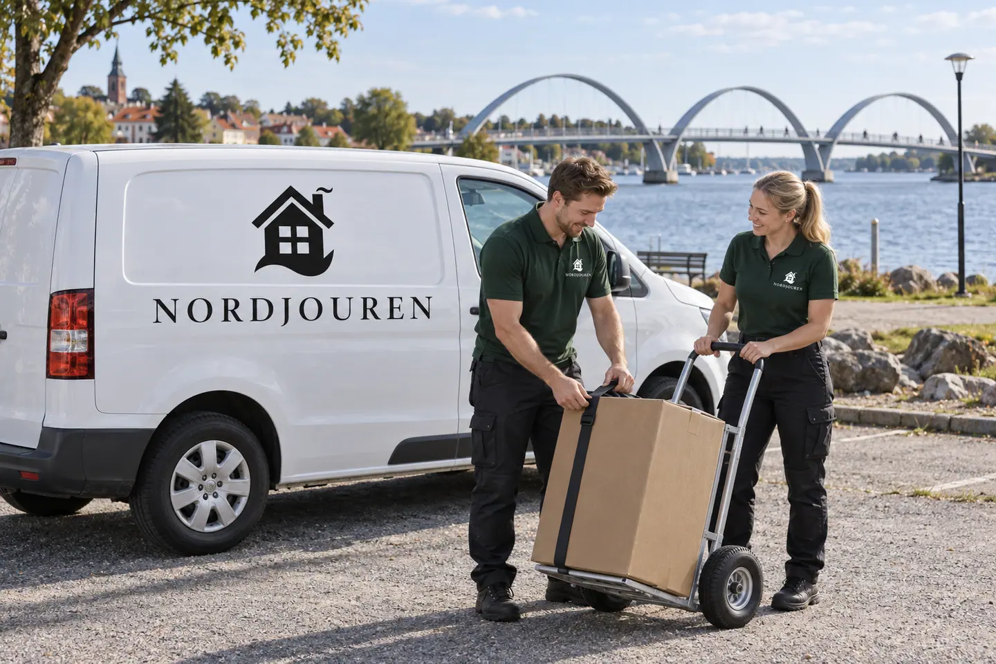 Illustration: Nordjourens bil och personal i Sölvesborg, sölvesborgsbrons landfäste