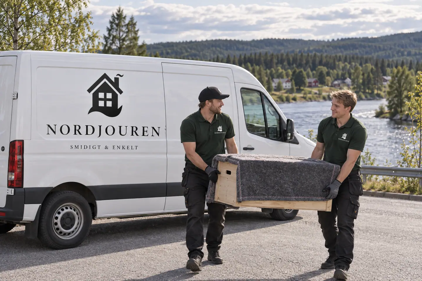 Illustration: Nordjourens bil och personal i Sorsele, vindelälven