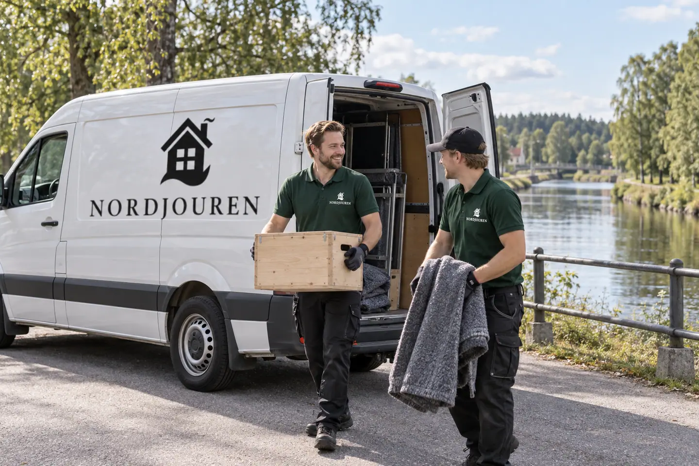 Illustration: Nordjourens bil och personal i Surahammar, strömsholms kanal
