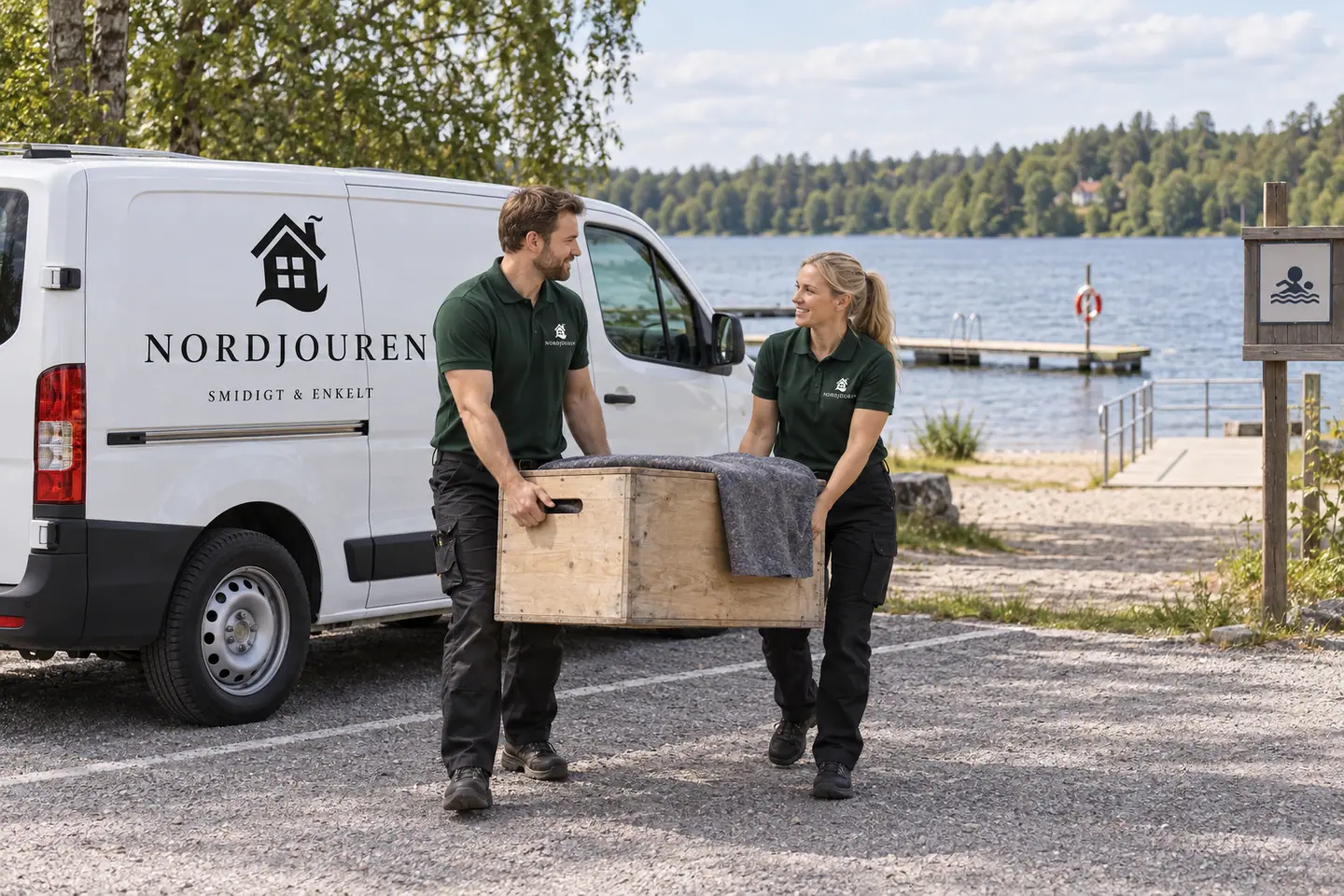 Illustration: Nordjourens bil och personal i Vallentuna, gustavs uddes badplats